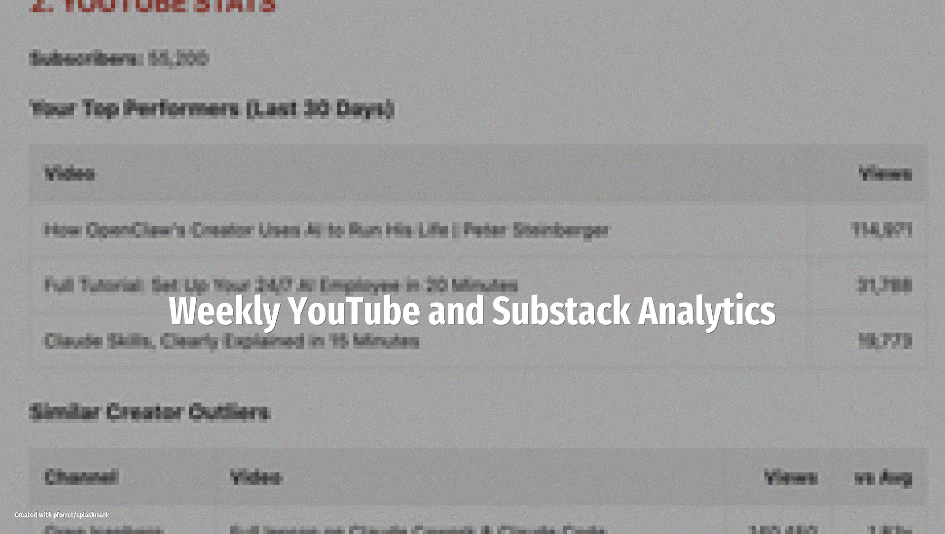 Weekly YouTube and Substack Analytics Reports